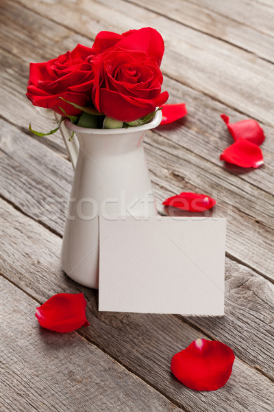 Red roses and Valentines greeting card Stock photo © karandaev