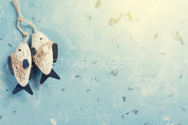 Travel vacation backdrop with fish decor Stock photo © karandaev
