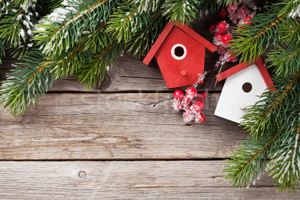 Christmas birdhouse decor and fir tree Stock photo © karandaev