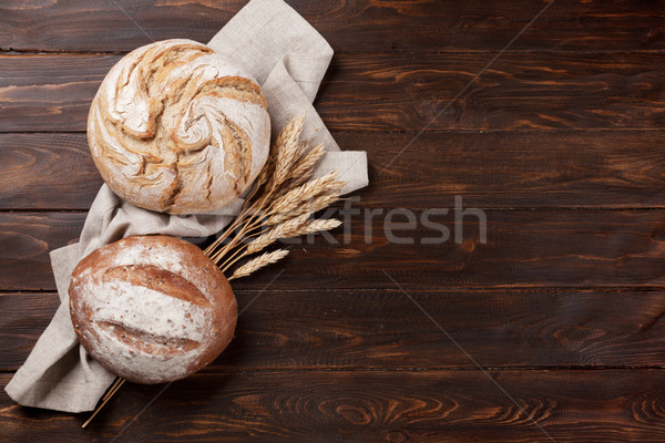 домашний хлеб деревянный стол Top мнение пространстве Сток-фото © karandaev