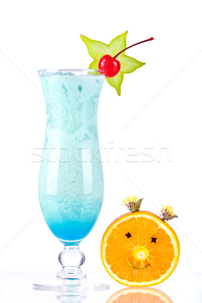 Stockfoto: Blauw · tropische · cocktail · kokosnoot · room · oranje