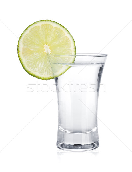 Shot of vodka and lime slice Stock photo © karandaev