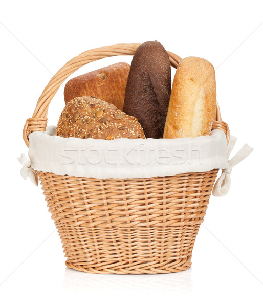 Cesta de picnic pan aislado blanco alimentos Foto stock © karandaev