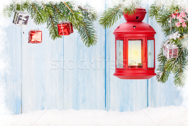 Weihnachten Kerze Laterne Dekor Ansicht Stock foto © karandaev