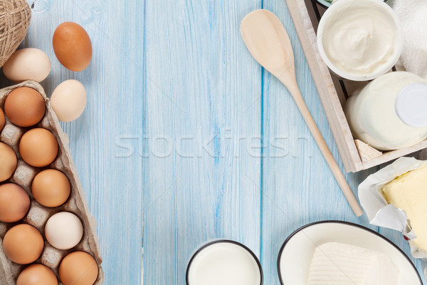 Zure room melk kaas ei yoghurt Stockfoto © karandaev