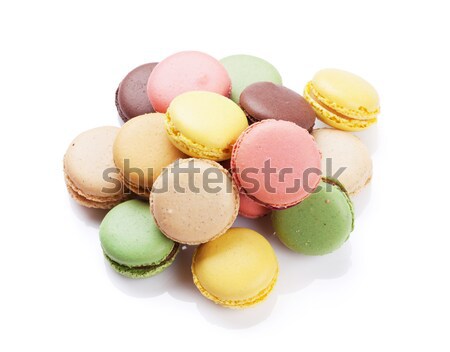 Kleurrijk zoete macarons geïsoleerd witte voedsel Stockfoto © karandaev