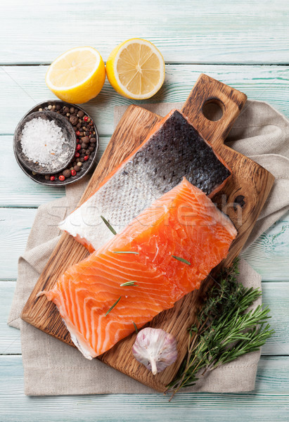 Stockfoto: Ruw · zalm · vis · filet · specerijen · koken