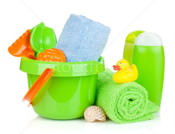 Beach baby toys, towels and bottles Stock photo © karandaev
