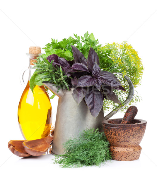 Stock photo: Fresh garden herbs and spices
