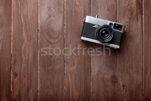 Stockfoto: Vintage · film · camera · houten · tafel · top