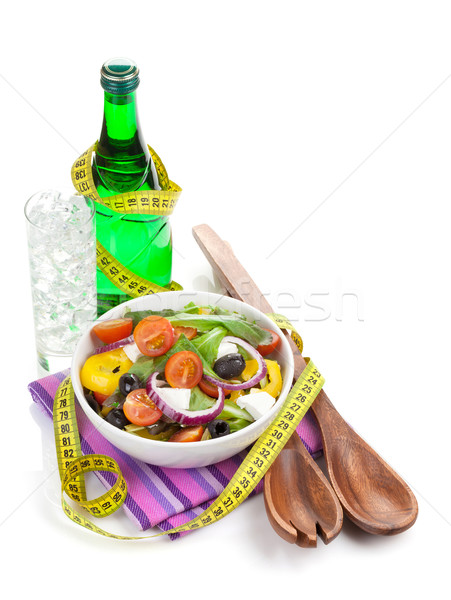 Frischen gesunden Salat Glas Wasser Küchengerät Stock foto © karandaev