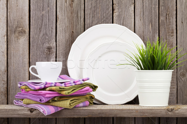 Cuisine ustensiles plateau rustique bois mur [[stock_photo]] © karandaev