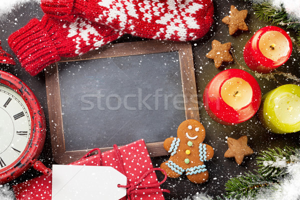 Karácsony karácsony üdvözlőlap hó fenyőfa dekoráció Stock fotó © karandaev