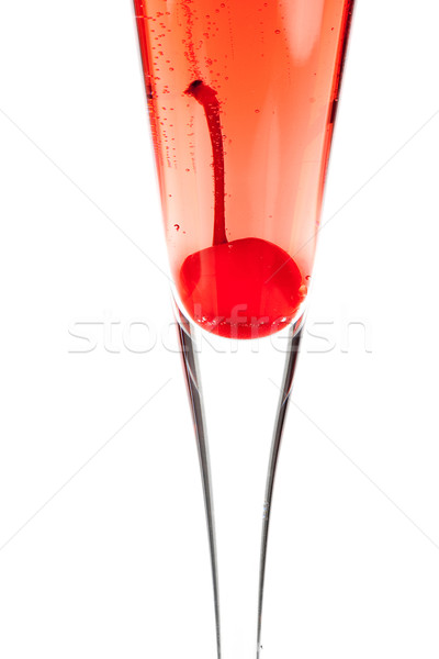 Red Champagne alcohol cocktail with maraschino Stock photo © karandaev