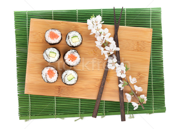Stok fotoğraf: Sushi · maki · ayarlamak · somon · salatalık · sakura