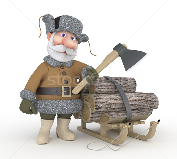 The grandfather with a sledge. Stock photo © karelin721