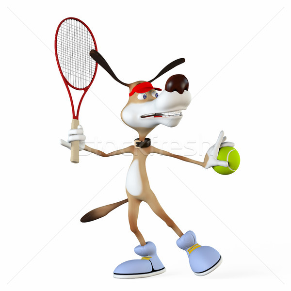 Illustration on a subject a dog the tennis player. Stock photo © karelin721