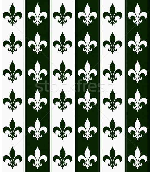 Hunter Green and White Fleur De Lis Textured Fabric Background Stock photo © karenr