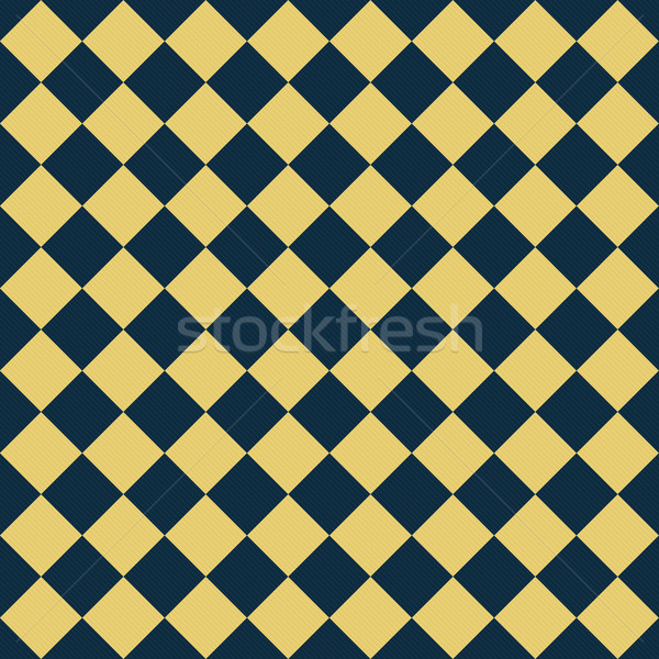 Navy Blue and Yellow Diagonal Checkers on Textured Fabric Backgr Stock photo © karenr