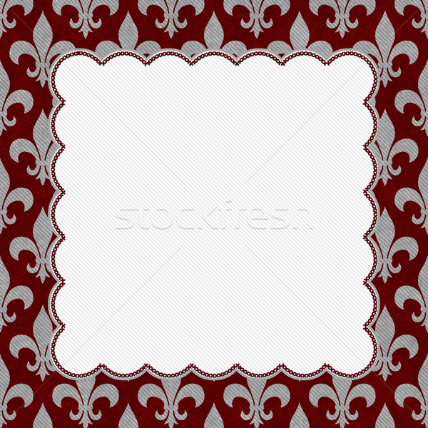 Red and Gray Fleur De Lis Textured Fabric Background Stock photo © karenr
