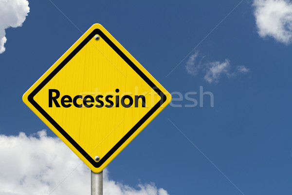 Rezession Warnung Schild gelb Vorsicht Zeichen Stock foto © karenr