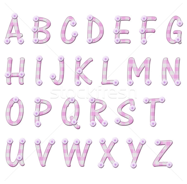 Stock photo: Pink Gingham and flower alphabet letters