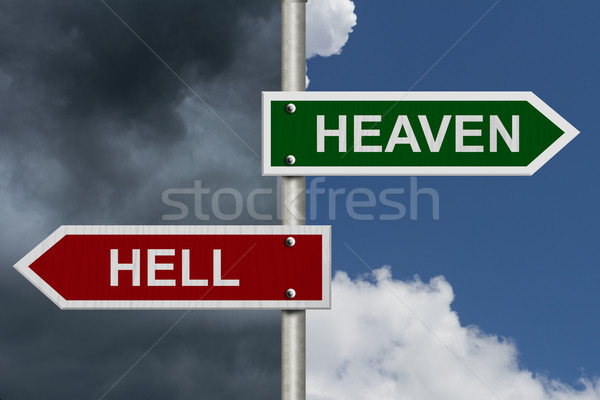 天国 地獄 赤 緑 通り 標識 ストックフォト © karenr