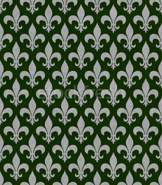 Green and Gray Fleur De Lis Textured Fabric Background Stock photo © karenr