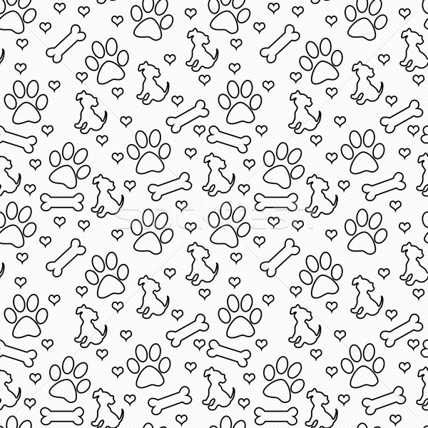 Czarno białe Płytka wzór powtarzać psa Zdjęcia stock © karenr