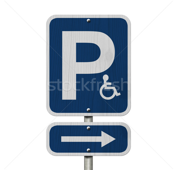 Zdjęcia stock: Handicap · parking · podpisania · niebieski · amerykański · znak · drogowy