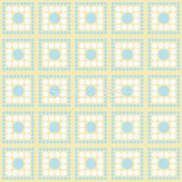 Blue, White and Yellow Polka Dot Square Abstract Design Tile Pat Stock photo © karenr