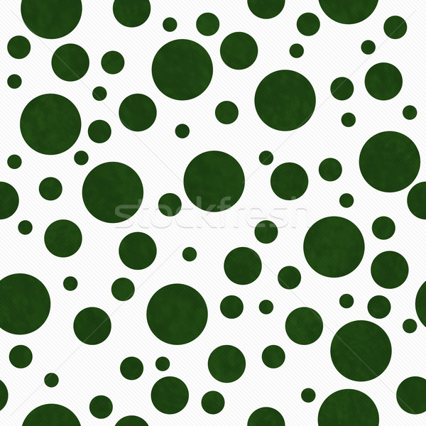 Dark Green Polka Dots on White Textured Fabric Background Stock photo © karenr