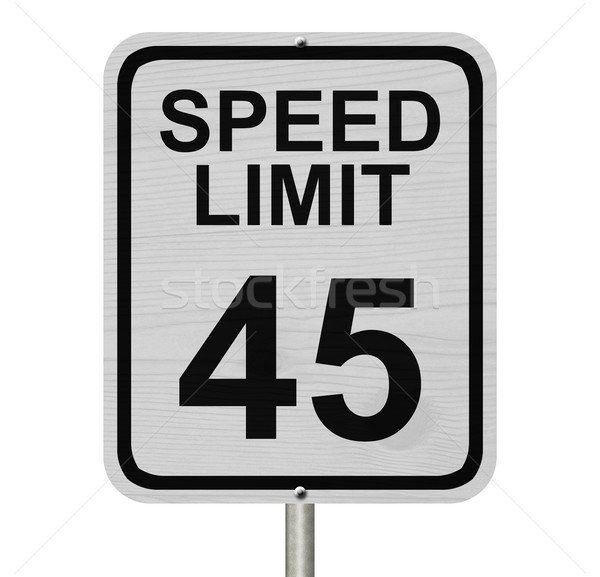 ограничение скорости знак белый американский дорожный знак слов Сток-фото © karenr