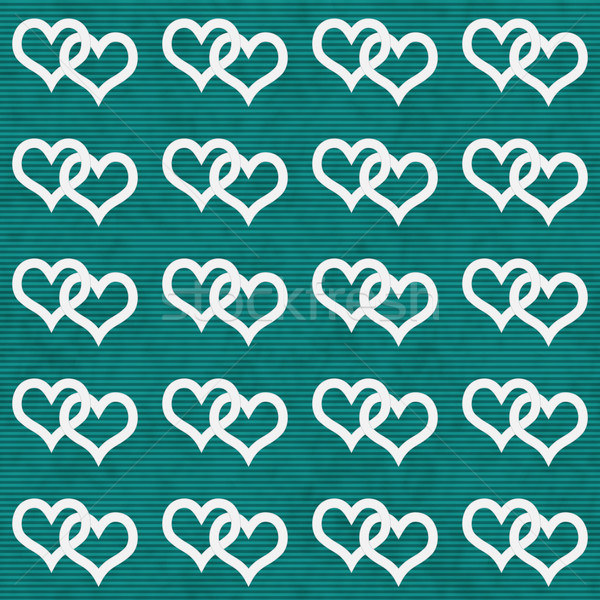 White Interwoven Hearts and Teal Thin Stripes Horizontal Texture Stock photo © karenr