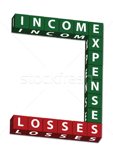 Verlies groene Rood brieven woorden inkomen Stockfoto © karenr