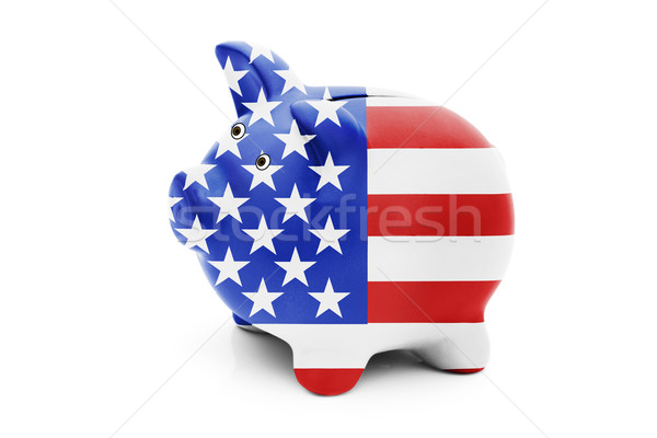 деньги управления Piggy Bank американский флаг цветами изолированный Сток-фото © karenr