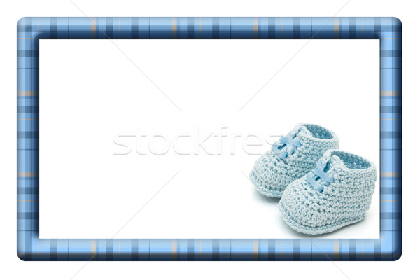 Blue and White Baby Frame for your message or invitation Stock photo © karenr