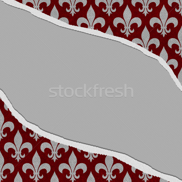 Red and Gray Fleur De Lis Textured Torn Background Stock photo © karenr