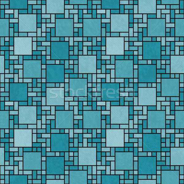 Teal and Black Square Mosaic Abstract Geometric Design Tile Patt Stock photo © karenr