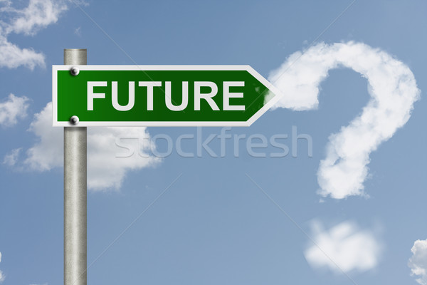 Cosa futuro americano segnaletica stradale parola cielo Foto d'archivio © karenr