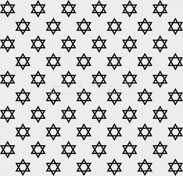 Black and White Star of David Patterned Textured Fabric Backgrou Stock photo © karenr