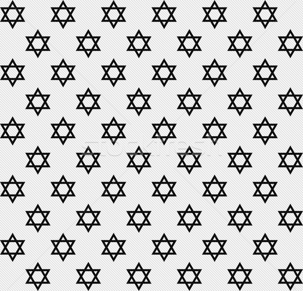 Black and White Star of David Patterned Textured Fabric Backgrou Stock photo © karenr