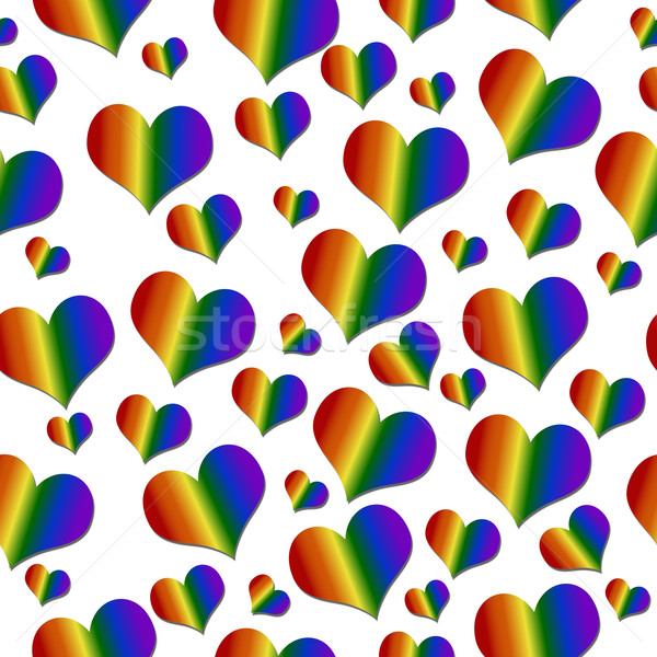 LGBT Pride Colored Hearts over White Tile Pattern Repeat Backgro Stock photo © karenr