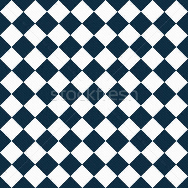 Navy Blue and White Diagonal Checkers on Textured Fabric Backgro Stock photo © karenr