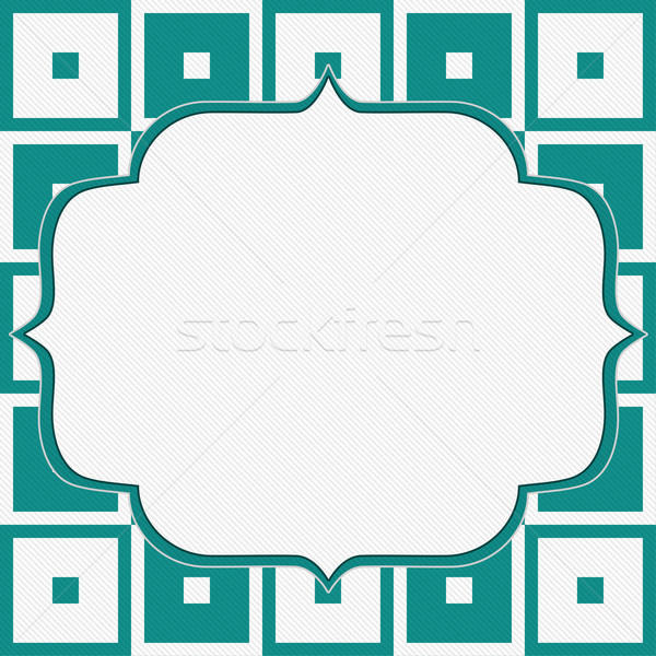 Teal and White Tapestry Square Fabric Background  Stock photo © karenr