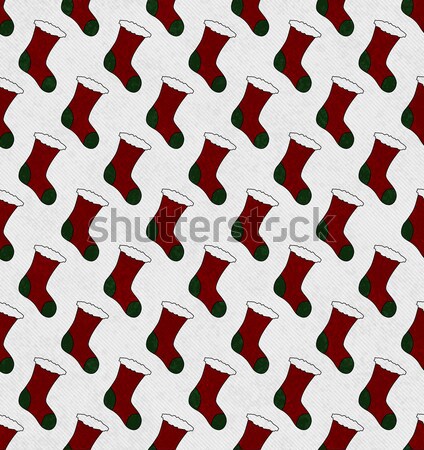 Piros zöld karácsony harisnya mintázott szövet Stock fotó © karenr