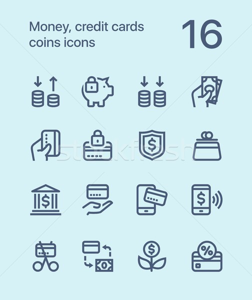 Outline Money, credit cards, coins icons for web and mobile design pack 3 Stock photo © karetniy