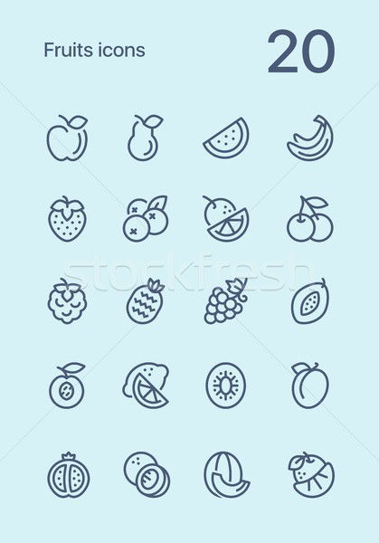 Gyümölcsök vegetáriánus étel skicc vektor ikon gyűjtemény háló Stock fotó © karetniy