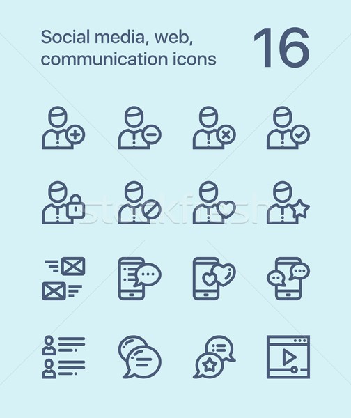 Outline Social media, web, communication icons for web and mobile design pack 1 Stock photo © karetniy