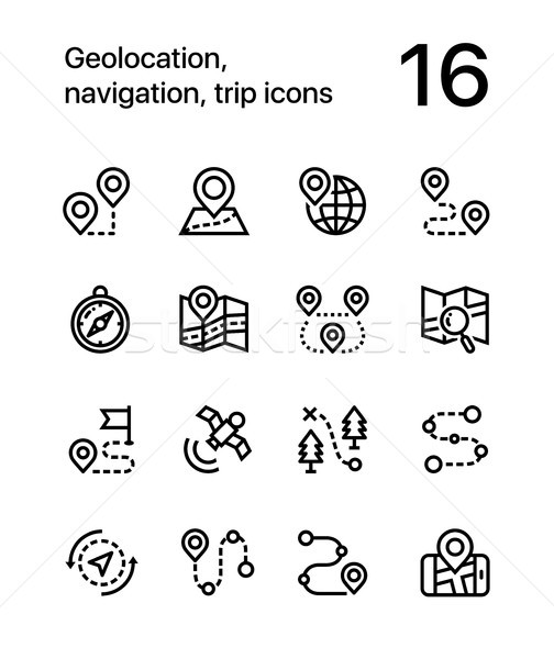Geolocation, navigation, trip icons for web and mobile design pack 1 Stock photo © karetniy